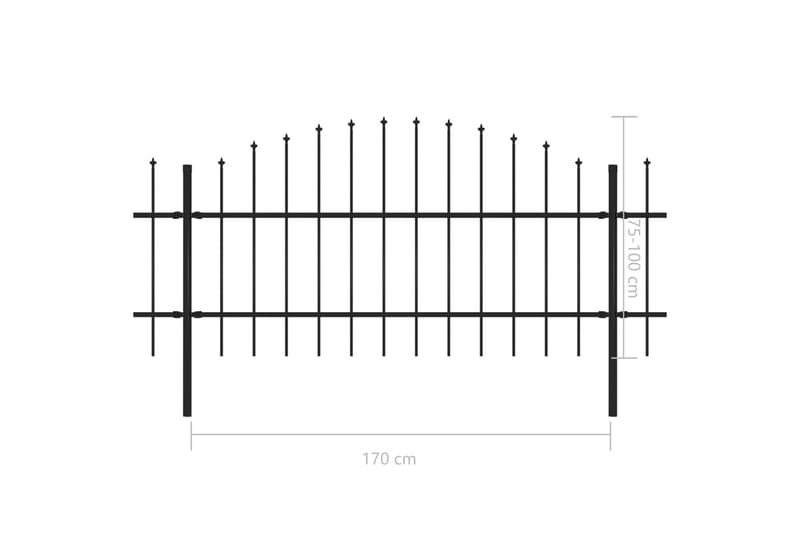 Hagegjerde med spydtopp stål (0,75-1)x11,9 m svart - Hus & oppussing - Innsynsbeskyttelse & innhegning - Gjerde