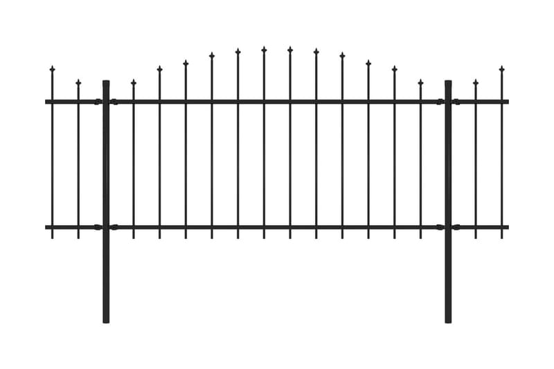 Hagegjerde med spydtopp stål (1,25-1,5)x5,1 m svart - Hus & oppussing - Innsynsbeskyttelse & innhegning - Gjerde