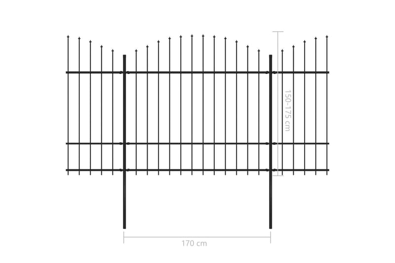 Hagegjerde med spydtopp stål (1,5-1,75)x10,2 m svart - Hus & oppussing - Innsynsbeskyttelse & innhegning - Gjerde