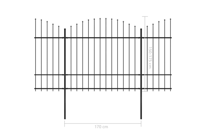 Hagegjerde med spydtopp stål (1,5-1,75)x15,3 m svart - Hus & oppussing - Innsynsbeskyttelse & innhegning - Gjerde