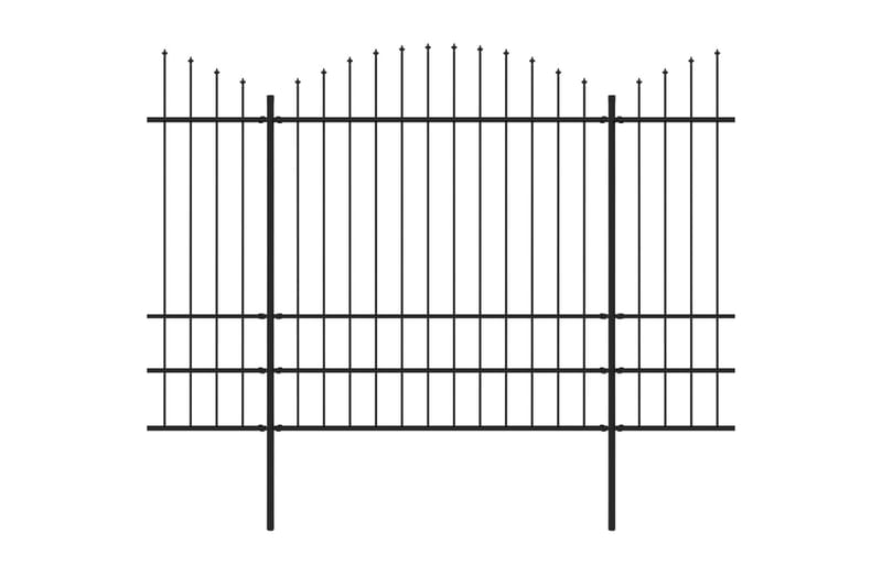 Hagegjerde med spydtopp stål (1,75-2)x10,2 m svart - Hus & oppussing - Innsynsbeskyttelse & innhegning - Gjerde