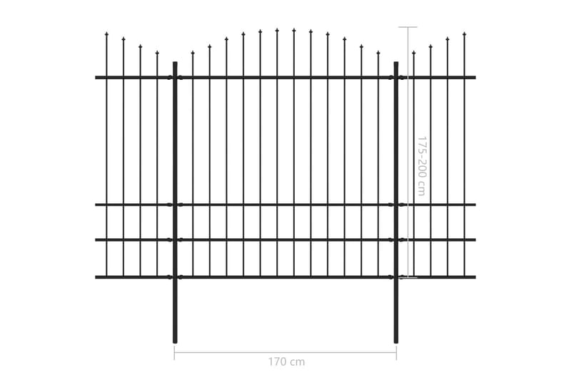 Hagegjerde med spydtopp stål (1,75-2)x10,2 m svart - Hus & oppussing - Innsynsbeskyttelse & innhegning - Gjerde