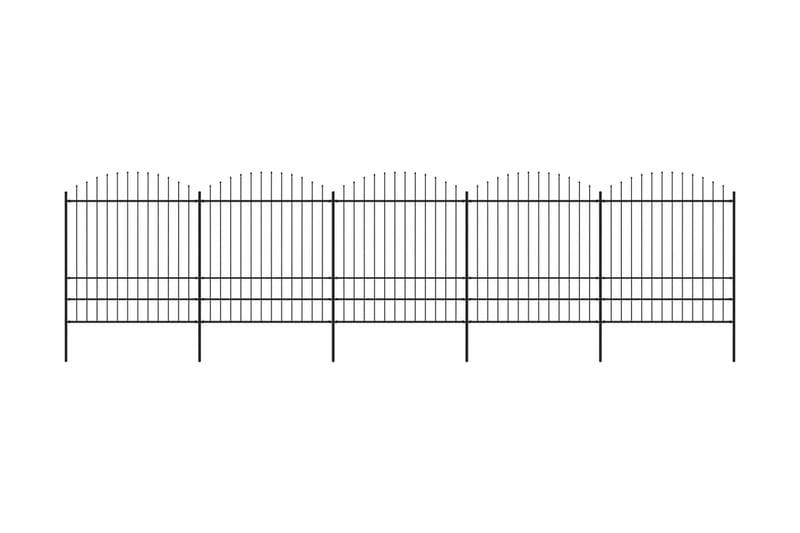 Hagegjerde med spydtopp stål (1,75-2)x8,5 m svart - Hus & oppussing - Innsynsbeskyttelse & innhegning - Gjerde