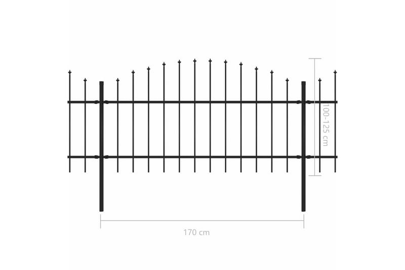 Hagegjerde med spydtopp stål (1-1,25)x10,2 m svart - Hus & oppussing - Innsynsbeskyttelse & innhegning - Gjerde