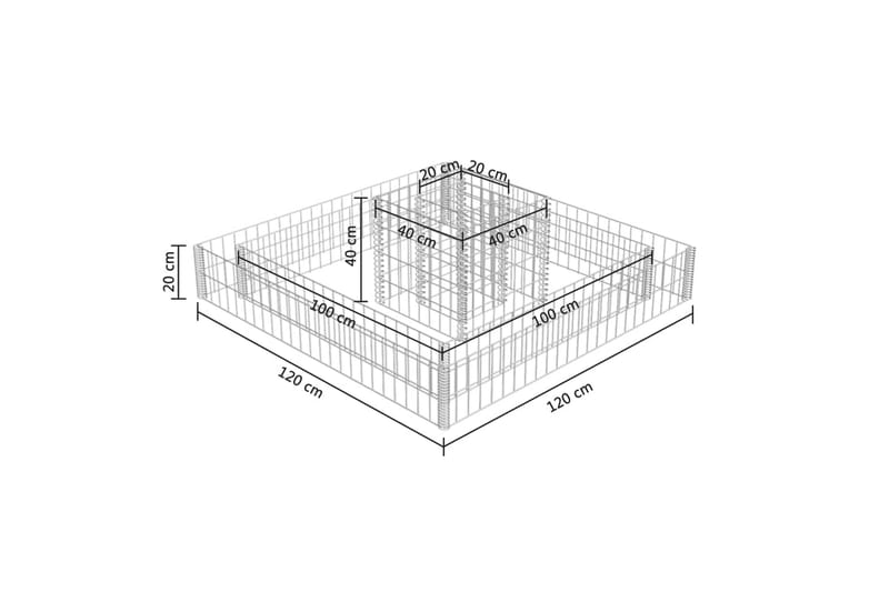 Gabion galvanisert stål 120x120x20 cm - Hus & oppussing - Innsynsbeskyttelse & innhegning - Mur