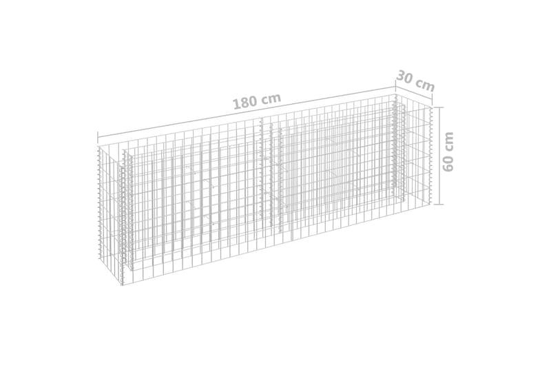 Gabion høybed galvanisert stål 180x30x60 cm - Silver - Gabion