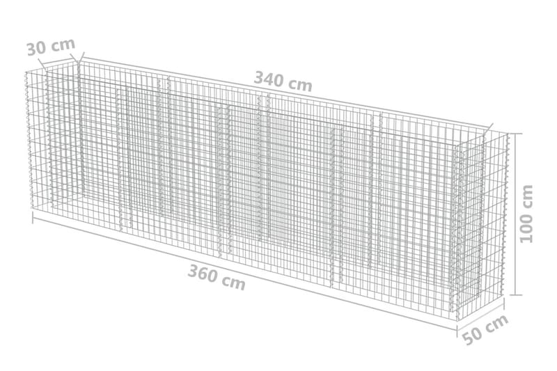 Gabion høybed galvanisert stål 360x50x100 cm - Hus & oppussing - Innsynsbeskyttelse & innhegning - Mur - Gabion