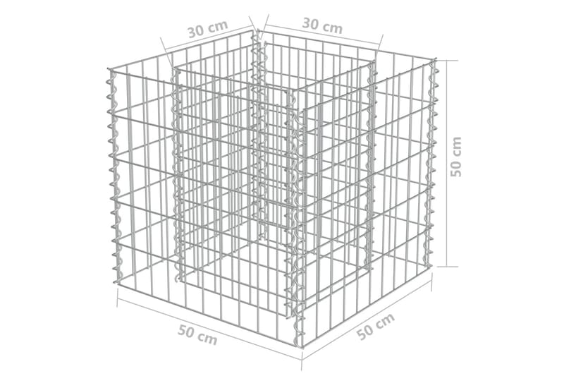 Gabion høybed galvanisert stål 50x50x50 cm - Hus & oppussing - Innsynsbeskyttelse & innhegning - Mur - Gabion