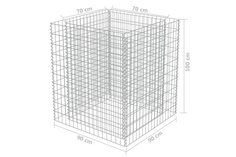 Gabion høybed galvanisert stål 90x90x100 cm - Hus & oppussing - Innsynsbeskyttelse & innhegning - Mur - Gabion