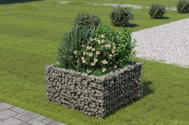 Gabion høybed galvanisert stål 90x90x50 cm - Hus & oppussing - Innsynsbeskyttelse & innhegning - Mur