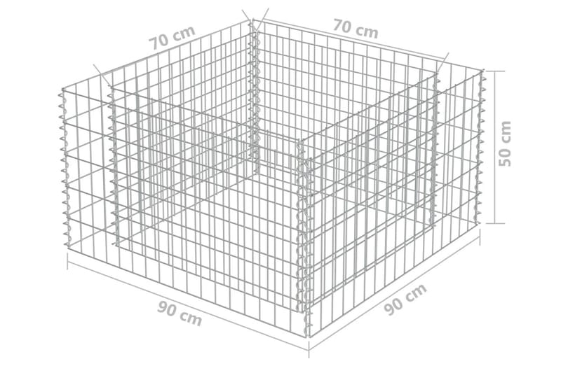 Gabion høybed galvanisert stål 90x90x50 cm - Hus & oppussing - Innsynsbeskyttelse & innhegning - Mur