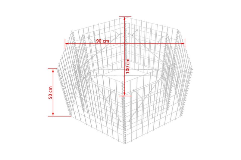 Gabion høybed sekskantet 100x90x50 cm - Hus & oppussing - Innsynsbeskyttelse & innhegning - Mur - Gabion