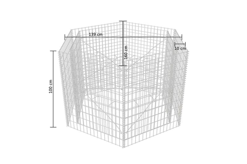 Gabion høybed sekskantet 160x140x100 cm - Hus & oppussing - Innsynsbeskyttelse & innhegning - Mur