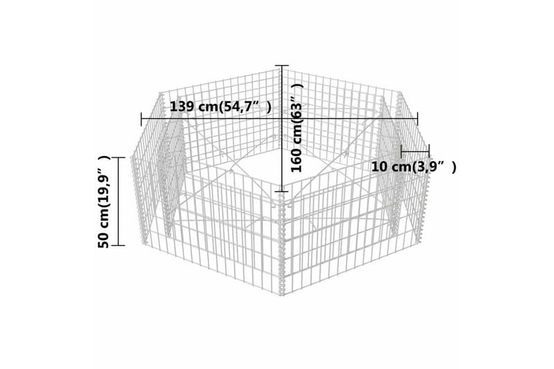 Gabion høybed sekskantet 160x140x50 cm - Hus & oppussing - Innsynsbeskyttelse & innhegning - Mur - Gabion