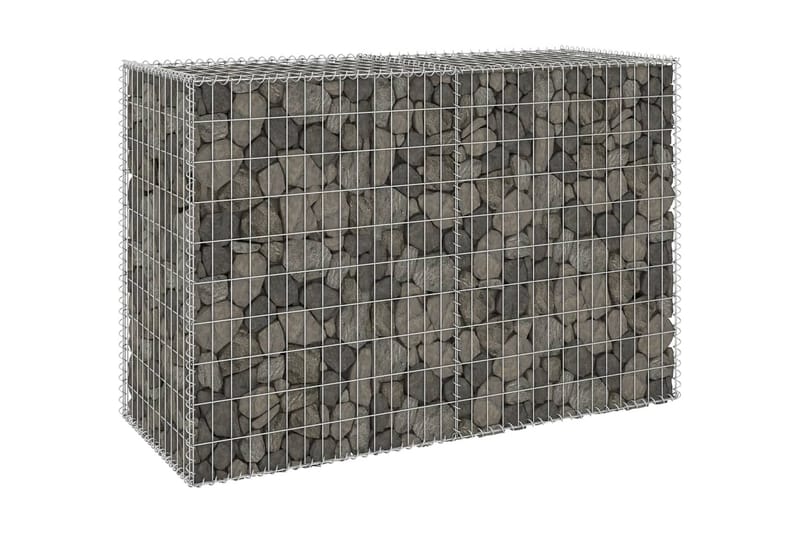 Gabion med dekker galvanisert stål 150x60x100 cm - Silver - Hus & oppussing - Innsynsbeskyttelse & innhegning - Mur - Gabion