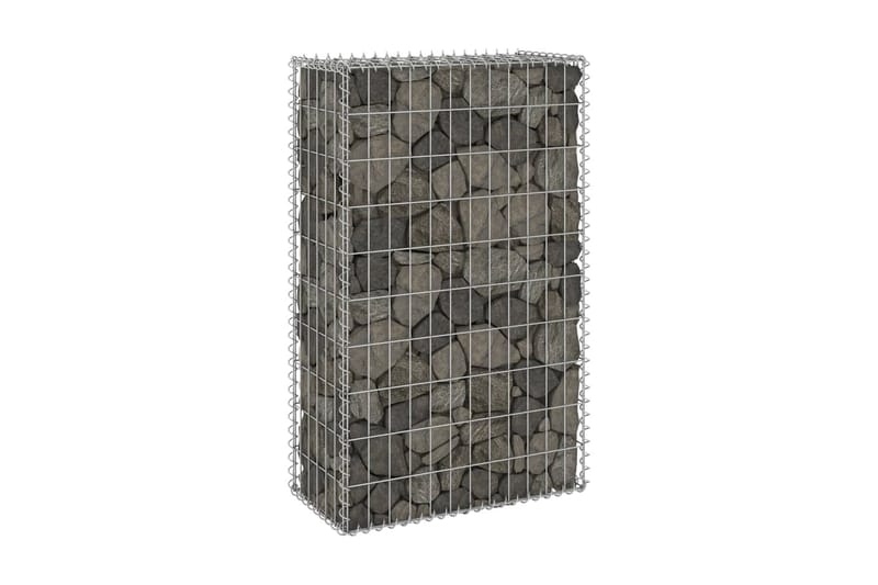 Gabion med dekker galvanisert stål 60x30x100 cm - Silver - Hus & oppussing - Innsynsbeskyttelse & innhegning - Mur - Gabion