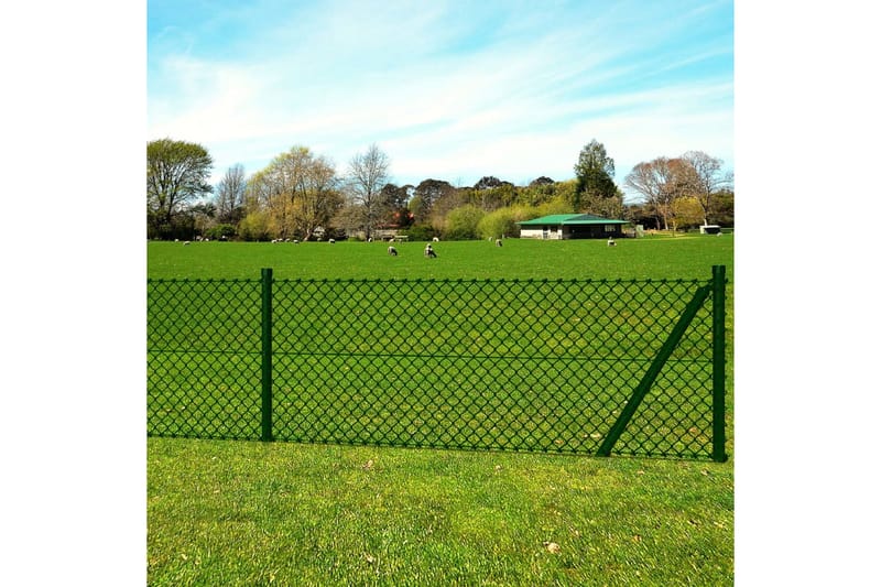 Kjedegjerde med stolpepigger galvanisert stål 1,0x25 m - Hus & oppussing - Innsynsbeskyttelse & innhegning - Nettinggjerde - Hagegjerde & panelgjerde