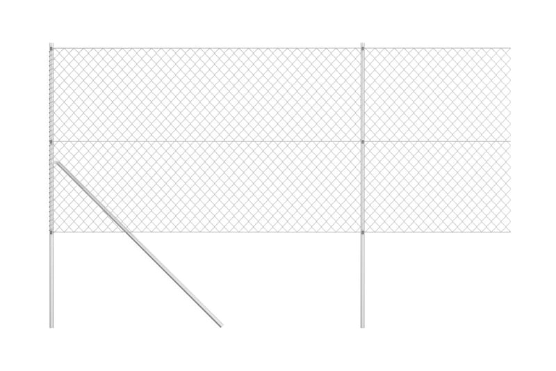 Kjedegjerde med stolper galvanisert stål 15x1,5 m sølv - Hus & oppussing - Innsynsbeskyttelse & innhegning - Nettinggjerde - Hagegjerde & panelgjerde