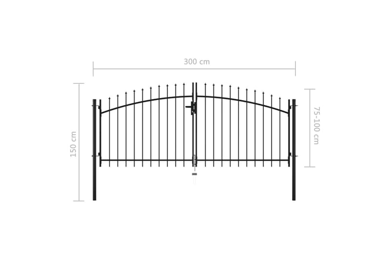 Dobbel hageport med spydhoder 300x150 cm - Hus & oppussing - Innsynsbeskyttelse & innhegning - Port - Grind utendørs