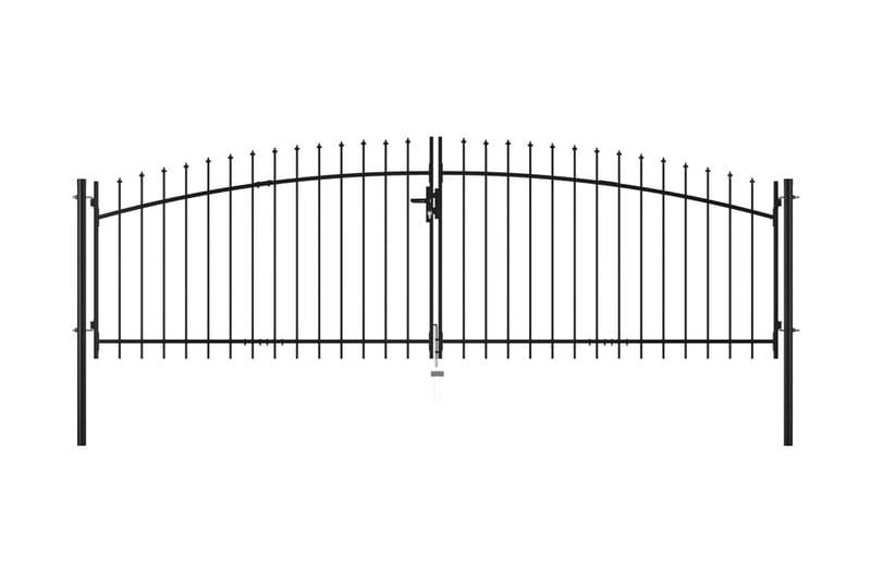 Dobbel hageport med spydhoder 400x150 cm - Tregrind - Grind utendørs