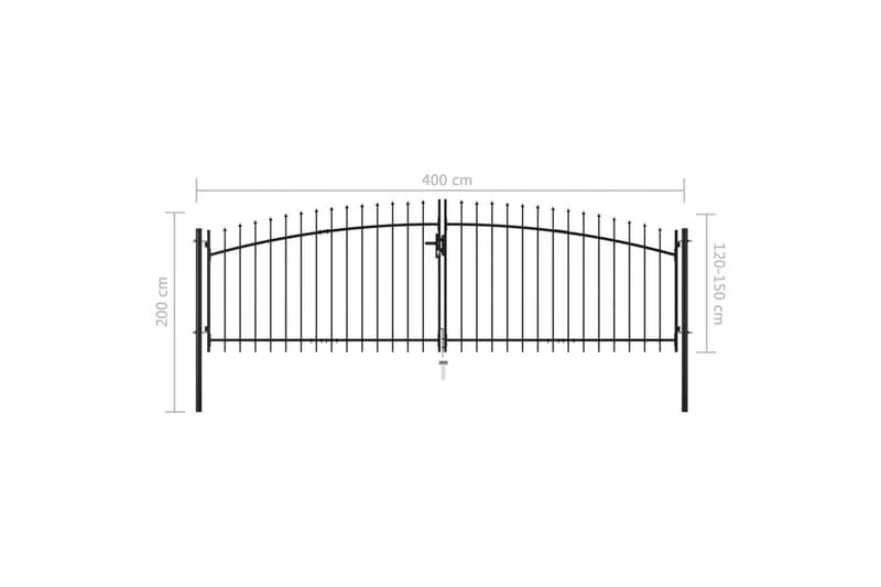 Dobbel hageport med spydhoder 400x200 cm - Tregrind - Grind utendørs