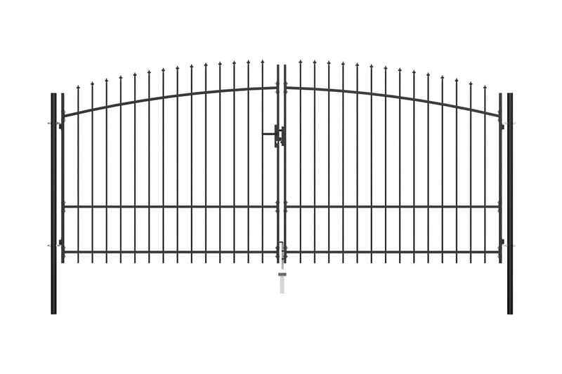 Dobbel hageport med spydhoder 400x225 cm - Hus & oppussing - Innsynsbeskyttelse & innhegning - Port - Grind utendørs