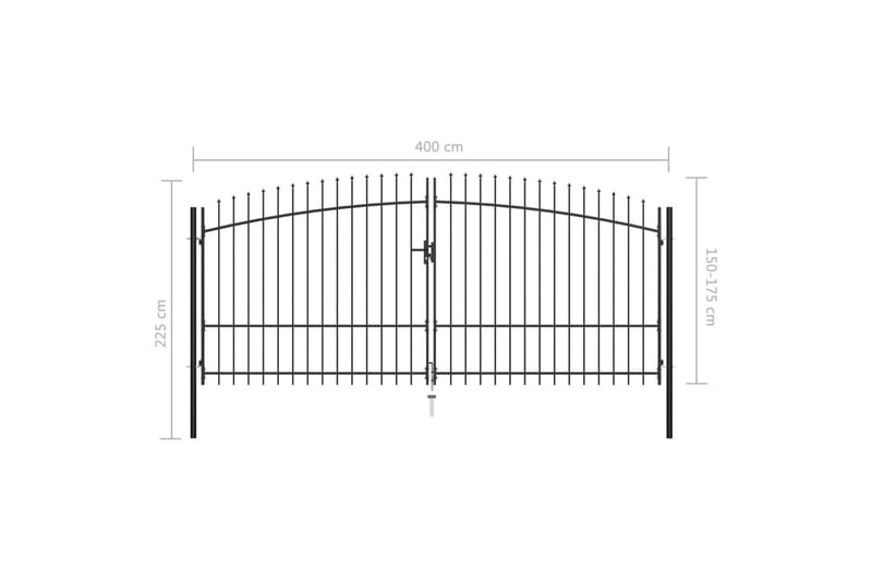 Dobbel hageport med spydhoder 400x225 cm - Hus & oppussing - Innsynsbeskyttelse & innhegning - Port - Grind utendørs