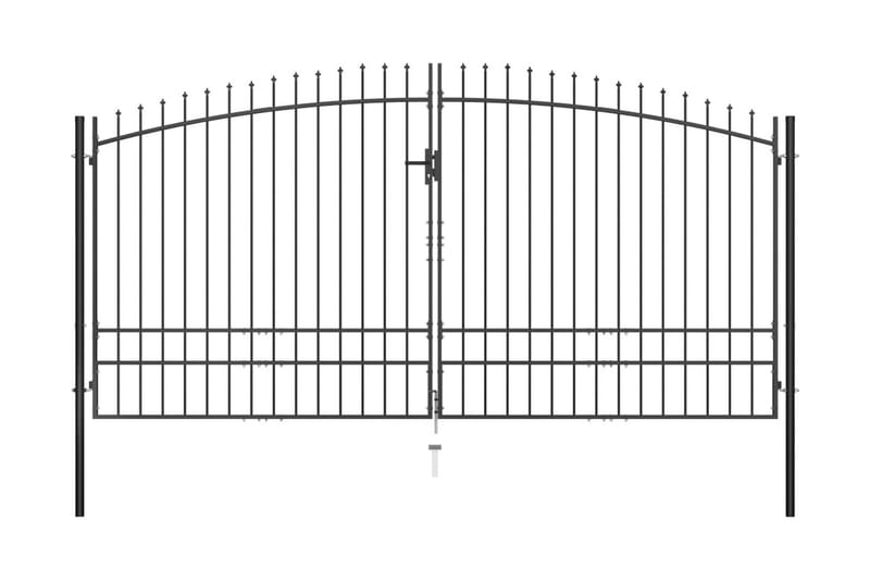 Dobbel hageport med spydhoder 400x248 cm - Tregrind - Grind utendørs