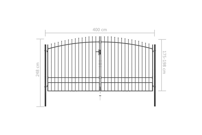 Dobbel hageport med spydhoder 400x248 cm - Tregrind - Grind utendørs