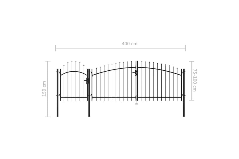 Hagegjerde stål 1,5x4 m svart - Smijernsport & jernport - Grind utendørs