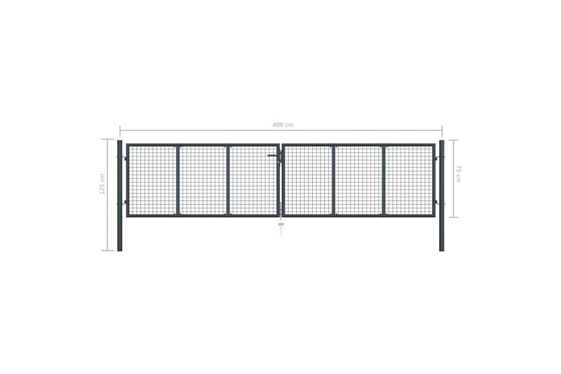 Hageport netting galvanisert stål 400x125 cm grå - Smijernsport & jernport - Grind utendørs