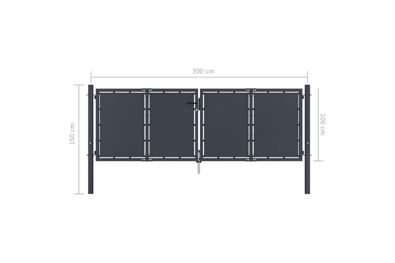 Hageport stål 300x100 cm antrasitt - Hus & oppussing - Innsynsbeskyttelse & innhegning - Port - Grind utendørs