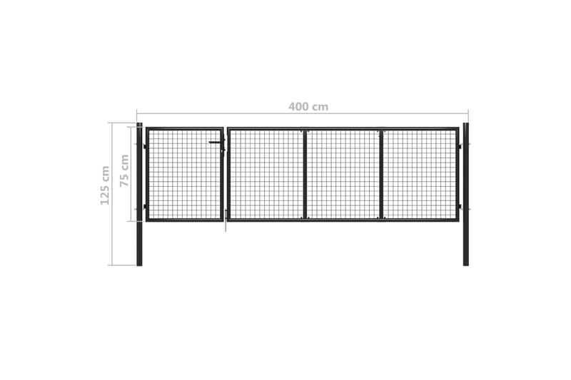 Hageport stål 350x75 cm antrasitt - Grå - Hus & oppussing - Innsynsbeskyttelse & innhegning - Port - Grind utendørs