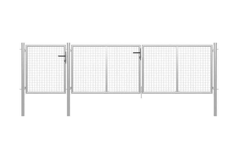 Hageport stål 400x100 cm sølv - Silver - Hus & oppussing - Innsynsbeskyttelse & innhegning - Port - Grind utendørs