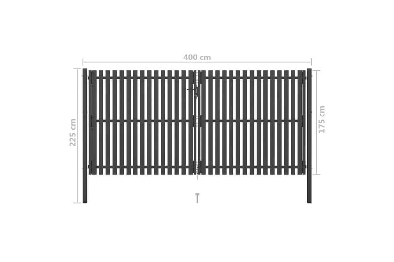 Hageport stål 4x2,25 m antrasitt - Antrasittgrå - Smijernsport & jernport - Grind utendørs