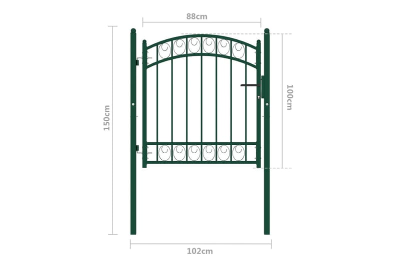 Hageport med buet topp stål 100x100 cm grønn - grønn - Hus & oppussing - Innsynsbeskyttelse & innhegning - Port - Grind utendørs