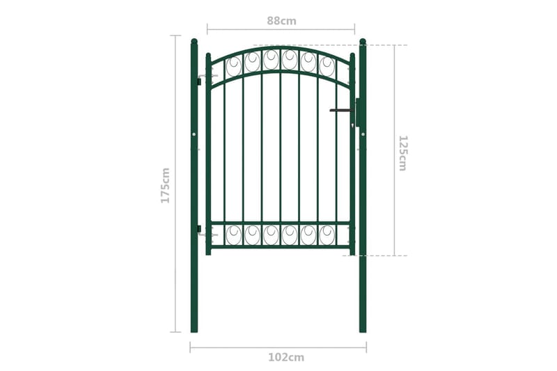 Hageport med buet topp stål 100x125 cm grønn - grønn - Hus & oppussing - Innsynsbeskyttelse & innhegning - Port - Grind utendørs