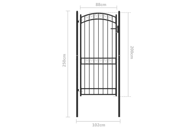 Hageport med buet topp stål 100x200 cm svart - Svart - Hus & oppussing - Innsynsbeskyttelse & innhegning - Port - Grind utendørs