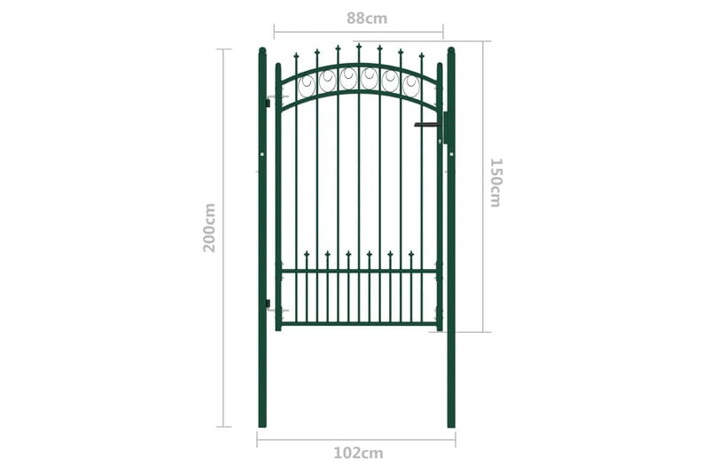 Hageport med pigger stål 100x150 cm grønn - grønn - Hus & oppussing - Innsynsbeskyttelse & innhegning - Port - Grind utendørs