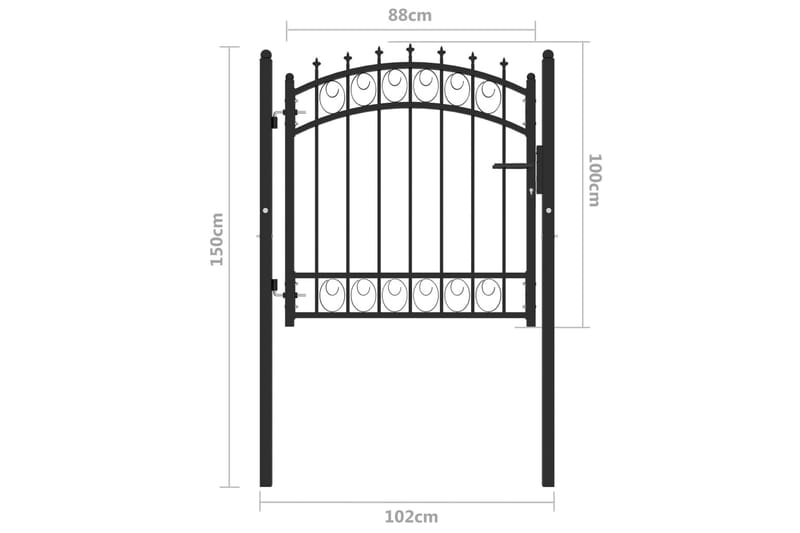 Hageport med pigger stål 100x100 cm svart - Svart - Hus & oppussing - Innsynsbeskyttelse & innhegning - Port - Grind utendørs