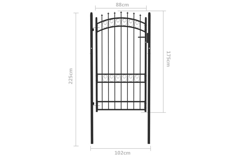 Hageport med pigger stål 100x175 cm svart - Svart - Hus & oppussing - Innsynsbeskyttelse & innhegning - Port - Grind utendørs