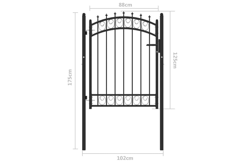 Hageport med pigger stål 100x125 cm svart - Svart - Hus & oppussing - Innsynsbeskyttelse & innhegning - Port - Grind utendørs