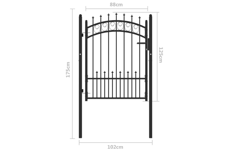 Hageport med pigger stål 100x125 cm svart - Svart - Hus & oppussing - Innsynsbeskyttelse & innhegning - Port - Grind utendørs