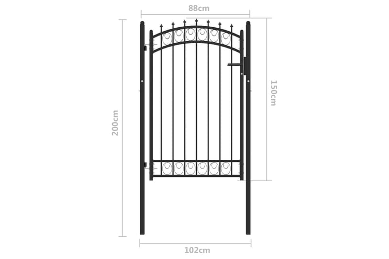 Hageport med pigger stål 100x150 cm svart - Svart - Hus & oppussing - Innsynsbeskyttelse & innhegning - Port - Grind utendørs