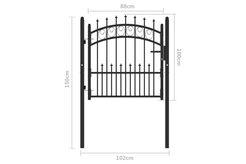 Hageport med pigger stål 100x100 cm svart - Svart - Hus & oppussing - Innsynsbeskyttelse & innhegning - Port - Grind utendørs