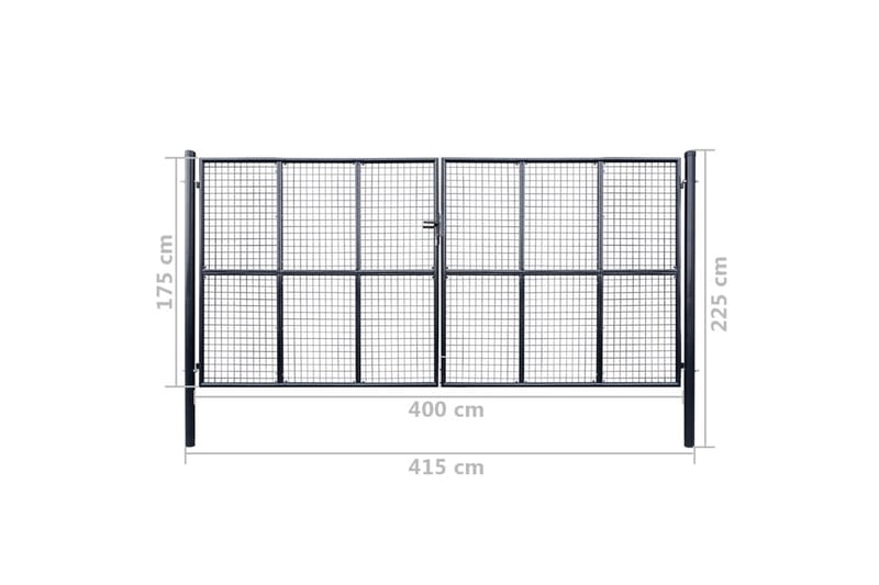 Hageport netting galvanisert stål 400x175 cm grå - Smijernsport & jernport - Grind utendørs