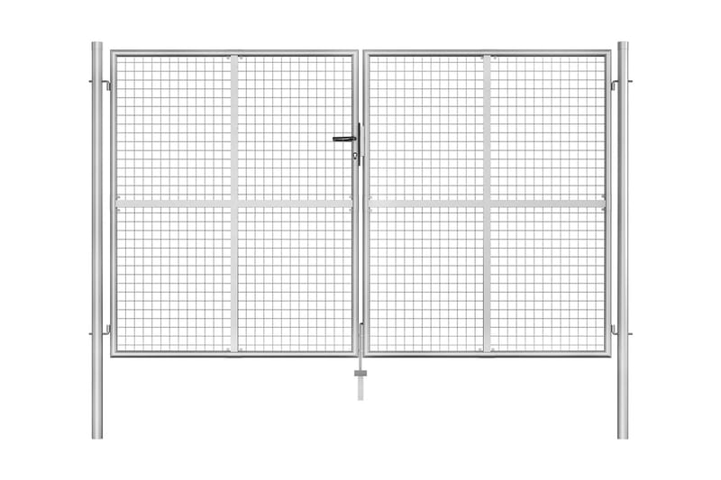 Hageport galvanisert stål 306x200 cm sølv - Silver - Hus & oppussing - Innsynsbeskyttelse & innhegning - Port - Smijernsport & jernport