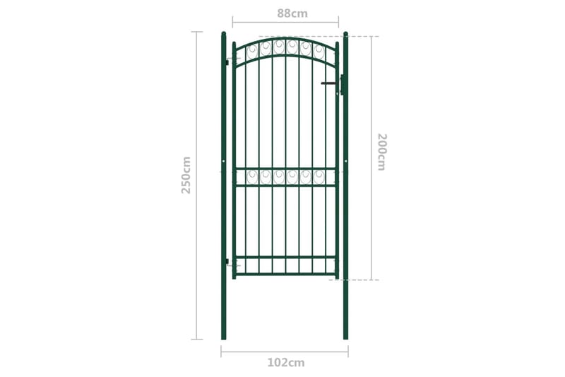 Hageport med buet topp stål 100x200 cm grønn - grønn - Hus & oppussing - Innsynsbeskyttelse & innhegning - Port - Smijernsport & jernport