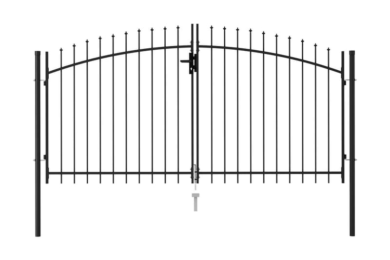 Hageport med dobbel dør og spisser stål 3x1,5 cm svart - Hus & oppussing - Innsynsbeskyttelse & innhegning - Port - Smijernsport & jernport