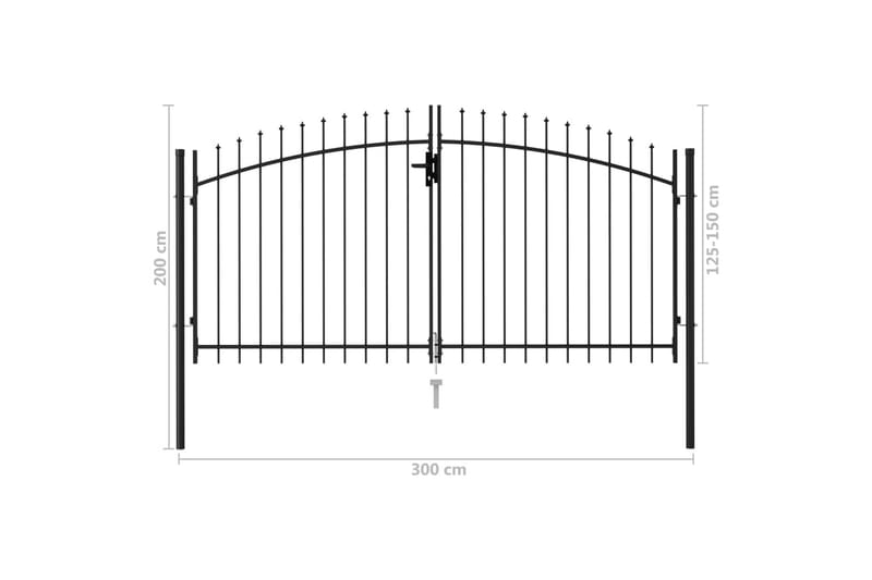 Hageport med dobbel dør og spisser stål 3x1,5 cm svart - Hus & oppussing - Innsynsbeskyttelse & innhegning - Port - Smijernsport & jernport